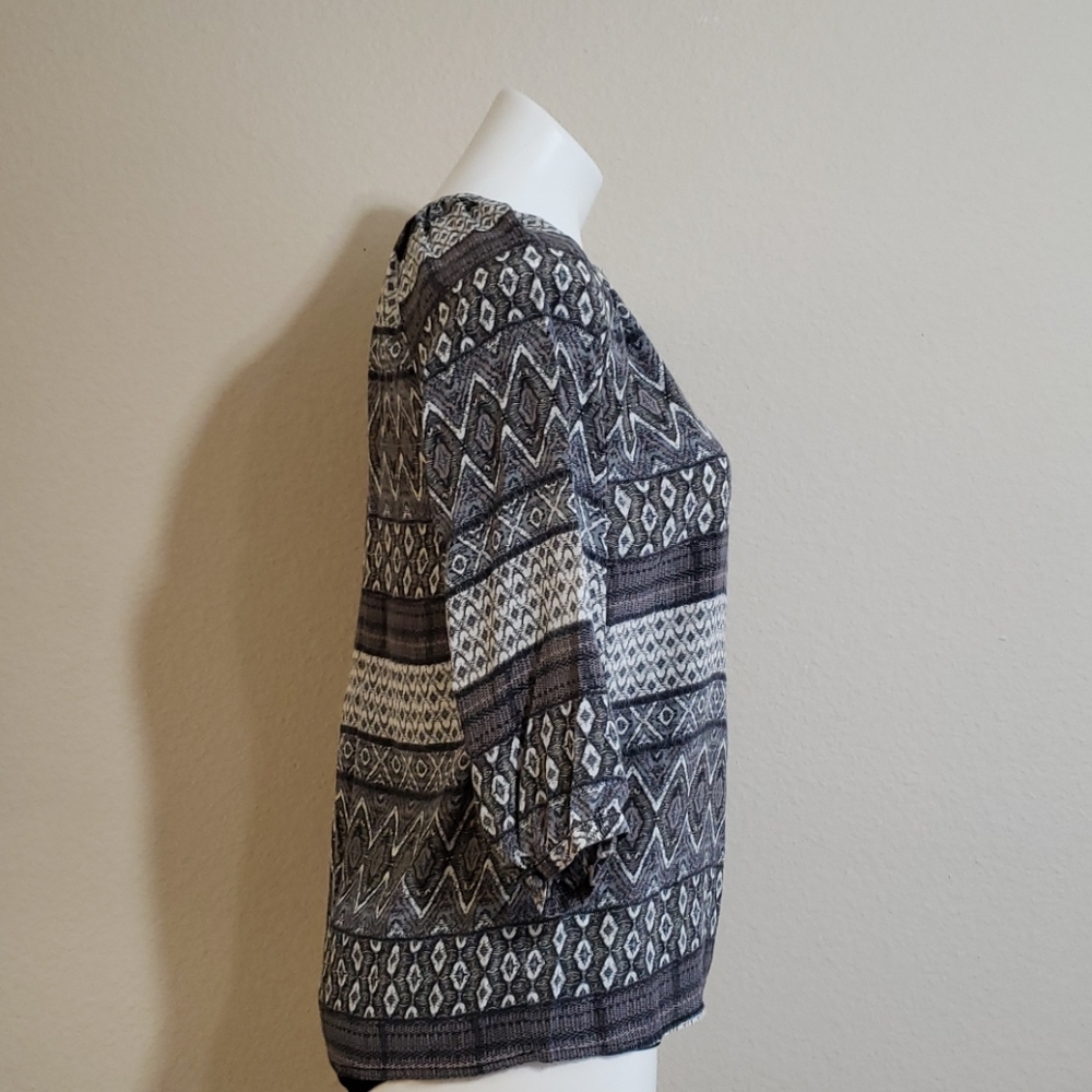 Cynthia Rowley Silk Blouse | Gray & Black Women's Size XS - Picture 4 of 8